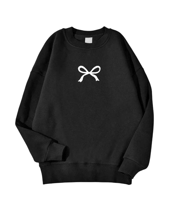 Damen Sweatshirt mit Schleifenmuster Oversized 0