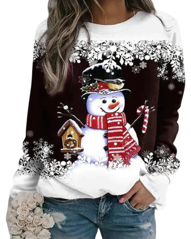 Damen Sweatshirt mit Schneemann-Print für Gemütliche Wintertage 0