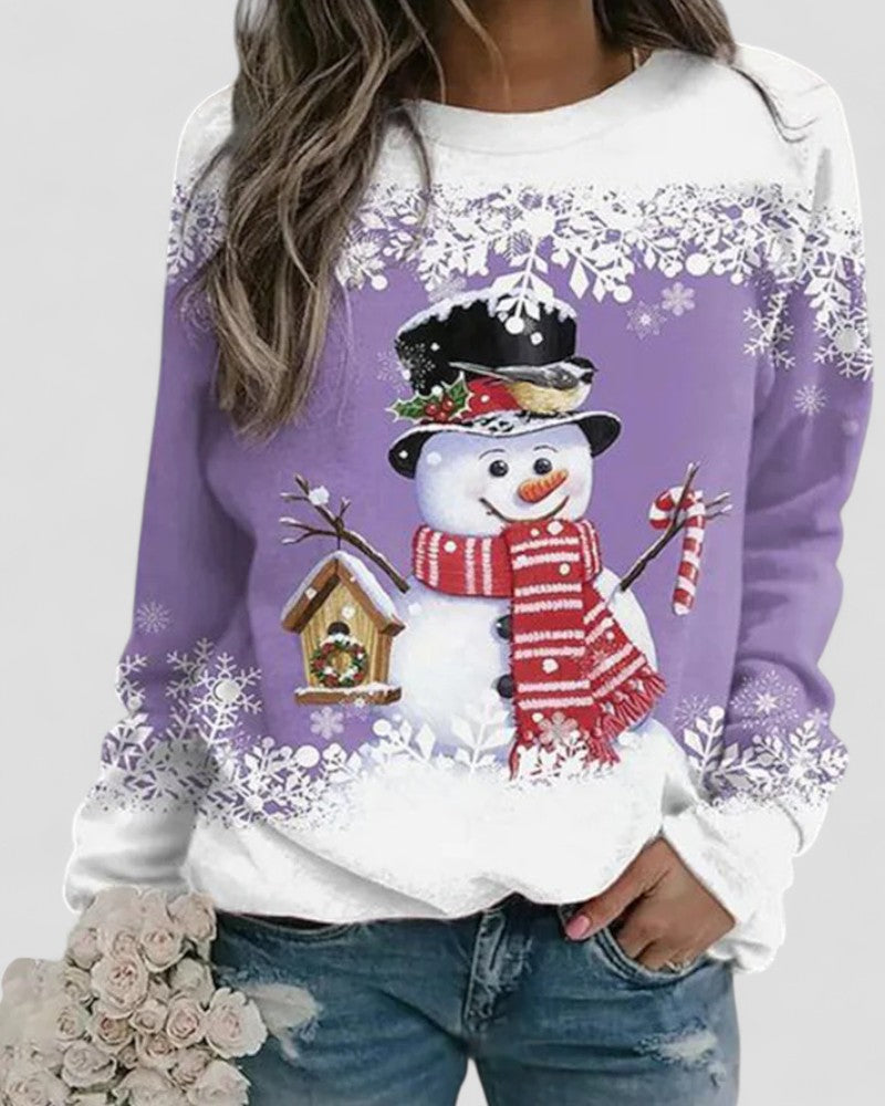 Damen Sweatshirt mit Schneemann-Print für Gemütliche Wintertage 5
