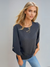 Damen T-Shirt Lässig mit Knopfärmeln aus Texturiertem Stoff 1