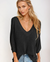 Damen T-Shirt V-Ausschnitt Leichtes Baumwolle Casual Oberteil 2