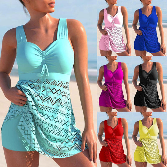 Damen Tankini Set Gepolstert Rüschen Design Polyester Elasthan 1