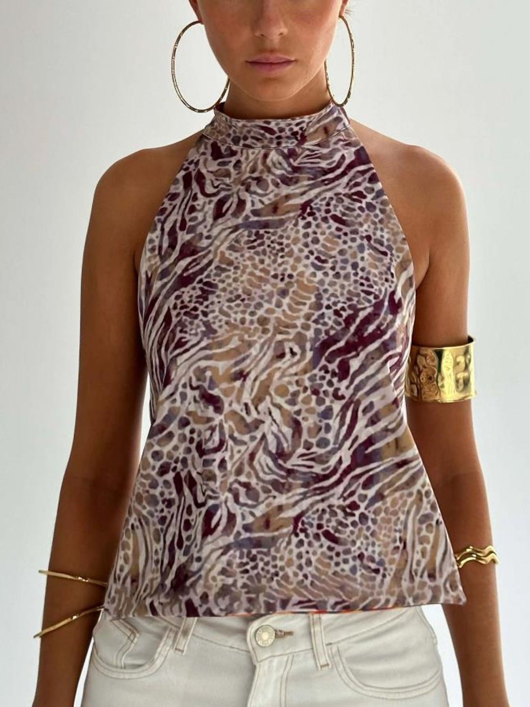 Damen Tanktop mit Rückenausschnitt und Print 11