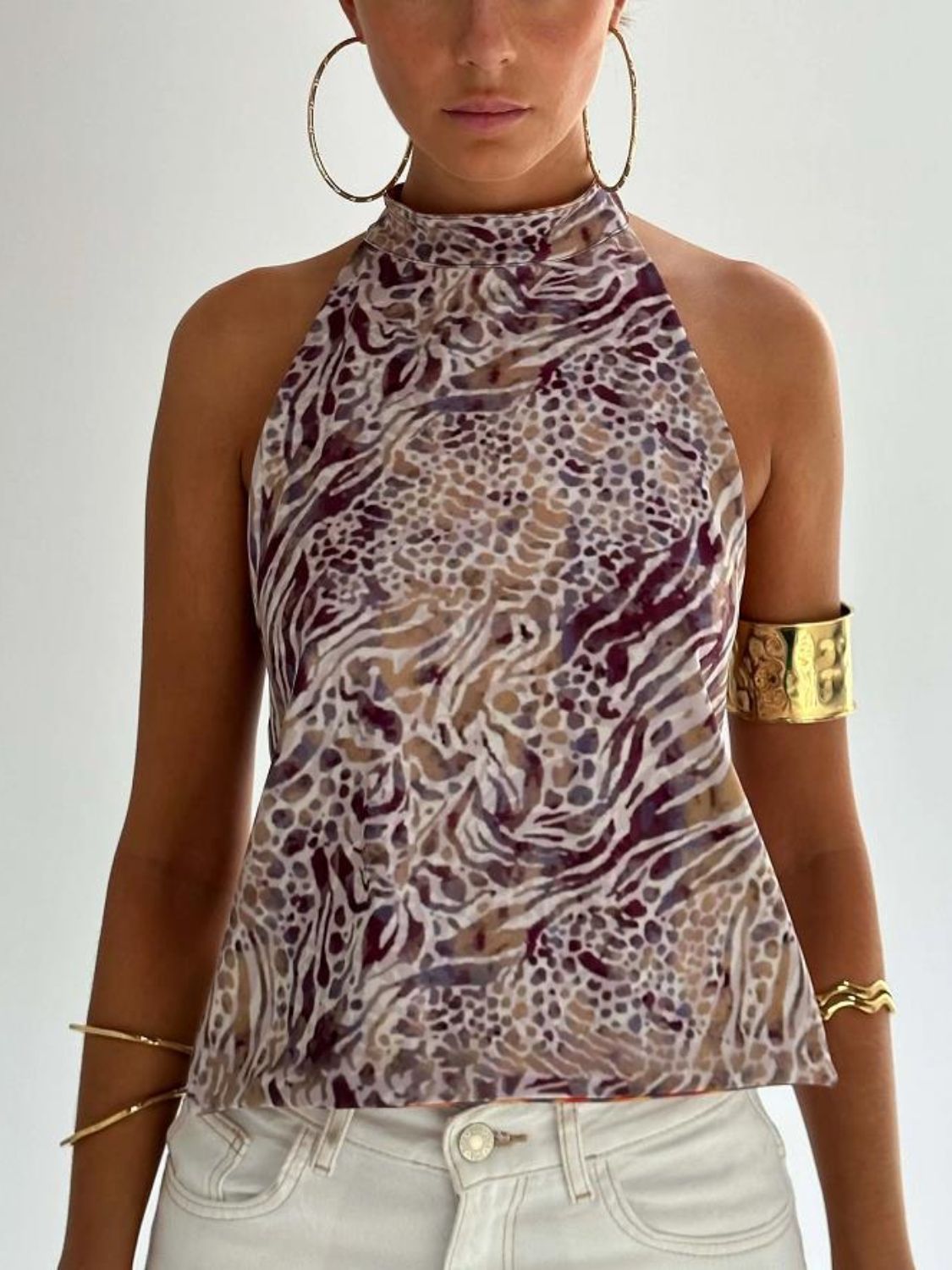 Damen Tanktop mit Rückenausschnitt und Print 11