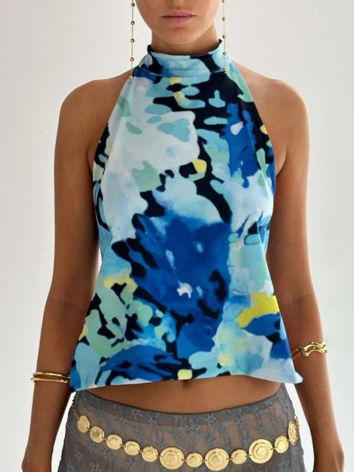 Damen Tanktop mit Rückenausschnitt und Print 12
