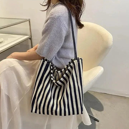 Damen Tasche Gestreift Modern mit Langen Schultergurten für Alltag und Freizeit 2
