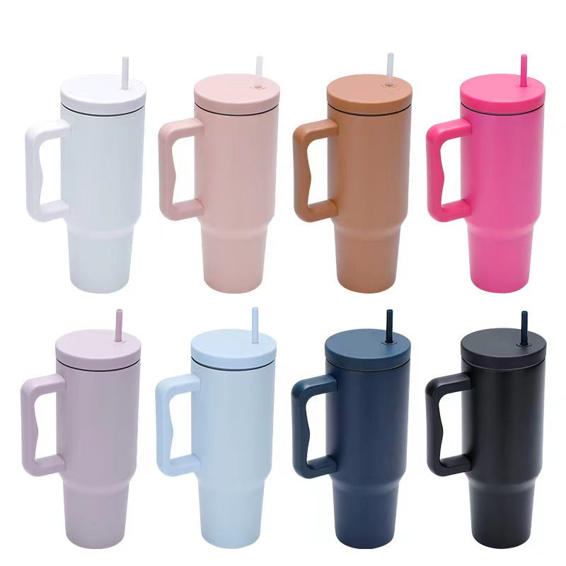 Damen Thermobecher mit ergonomischem Griff und Strohhalm 1