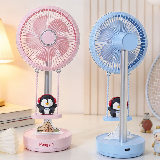 Damen Tischventilator Leise mit Pinguin-Motiv für Schreibtisch und Wohnbereich 1