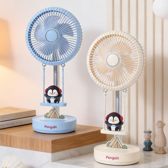 Damen Tischventilator Leise mit Pinguin-Motiv für Schreibtisch und Wohnbereich 3