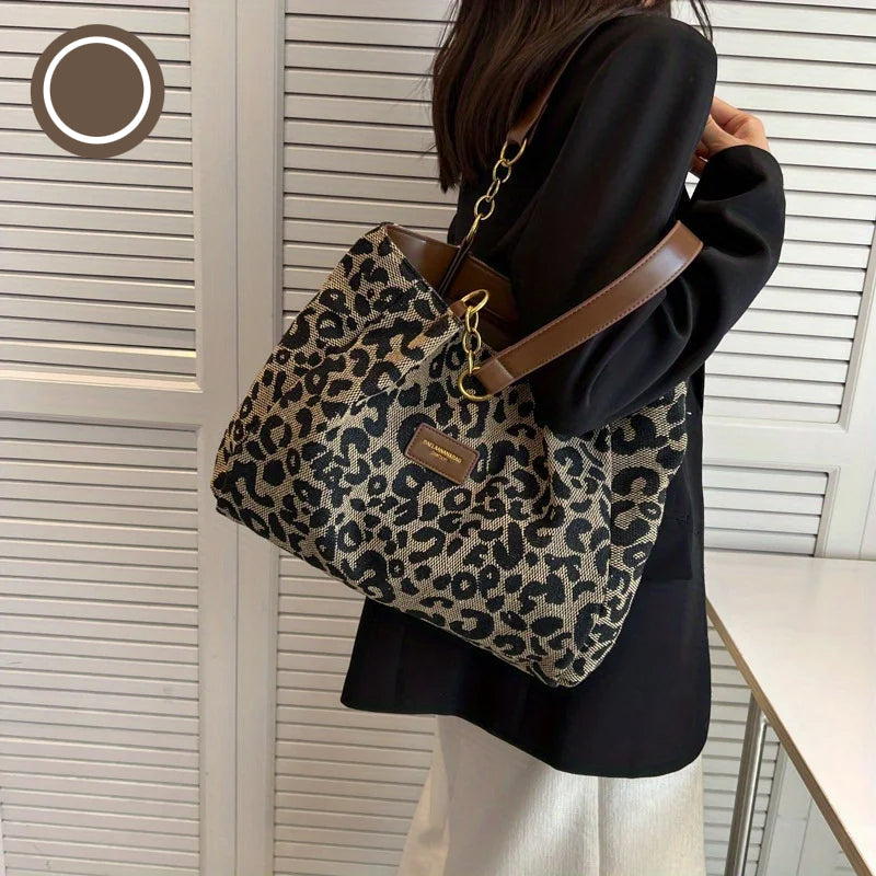 Damen Tote Bag Leopardenmuster aus hochwertigem Canvas 4