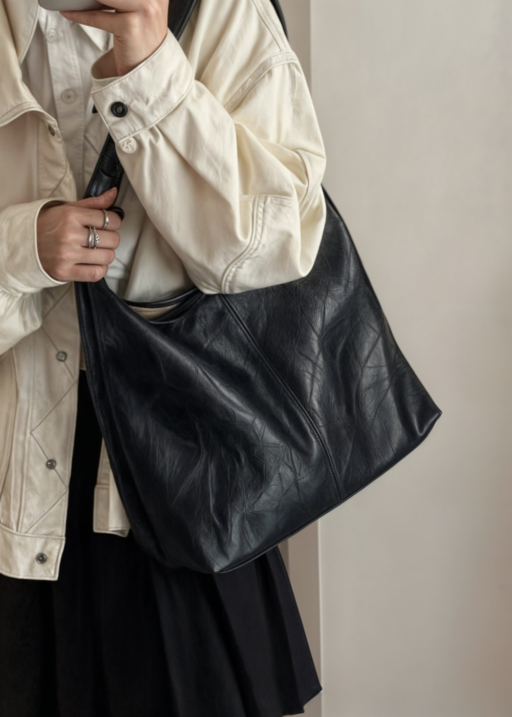Damen Tote Bag Vintage PU Leder 7