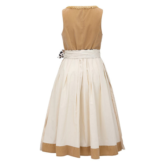 Damen Trachtenkleid Leopardenmuster Khaki Modernes Dirndl aus Hochwertigem Stoff 2