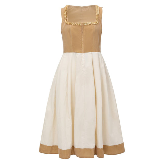 Damen Trachtenkleid Leopardenmuster Khaki Modernes Dirndl aus Hochwertigem Stoff 3