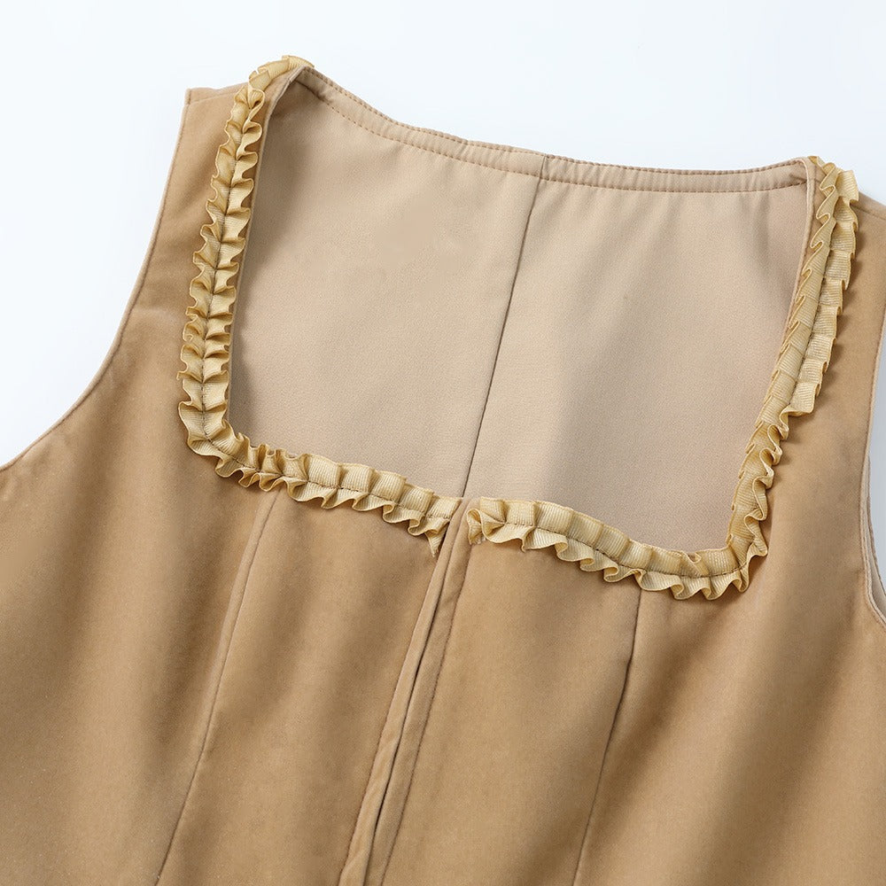 Damen Trachtenkleid Leopardenmuster Khaki Modernes Dirndl aus Hochwertigem Stoff 7