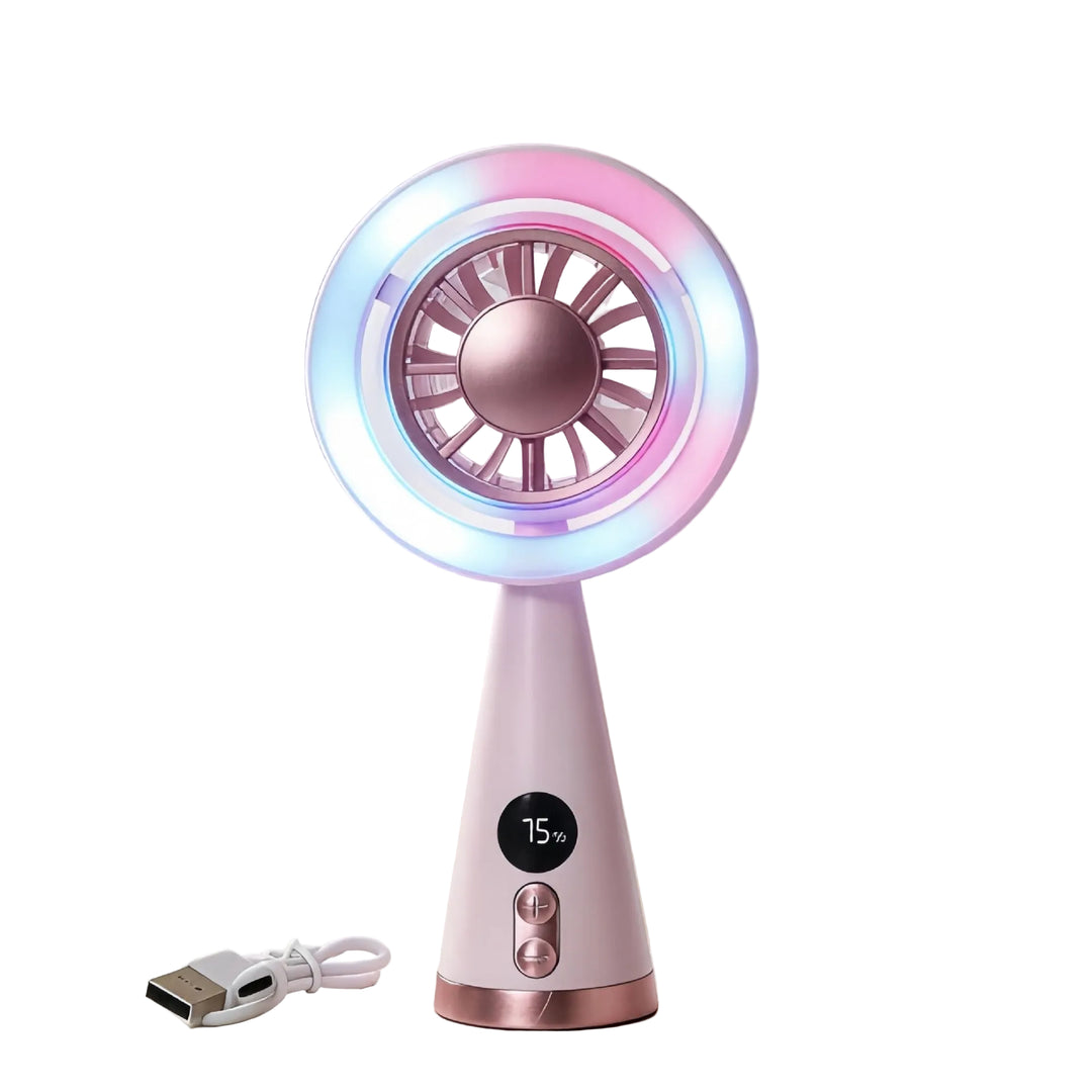Damen Tragbarer Mini Ventilator Mit LED-Beleuchtung USB Mini Ventilator 0