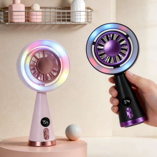 Damen Tragbarer Mini Ventilator Mit LED-Beleuchtung USB Mini Ventilator 3