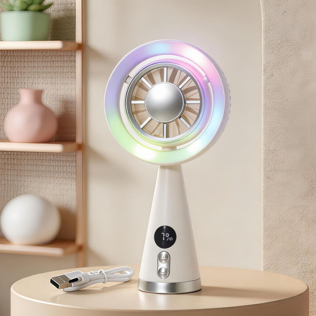 Damen Tragbarer Mini Ventilator Mit LED-Beleuchtung USB Mini Ventilator 6