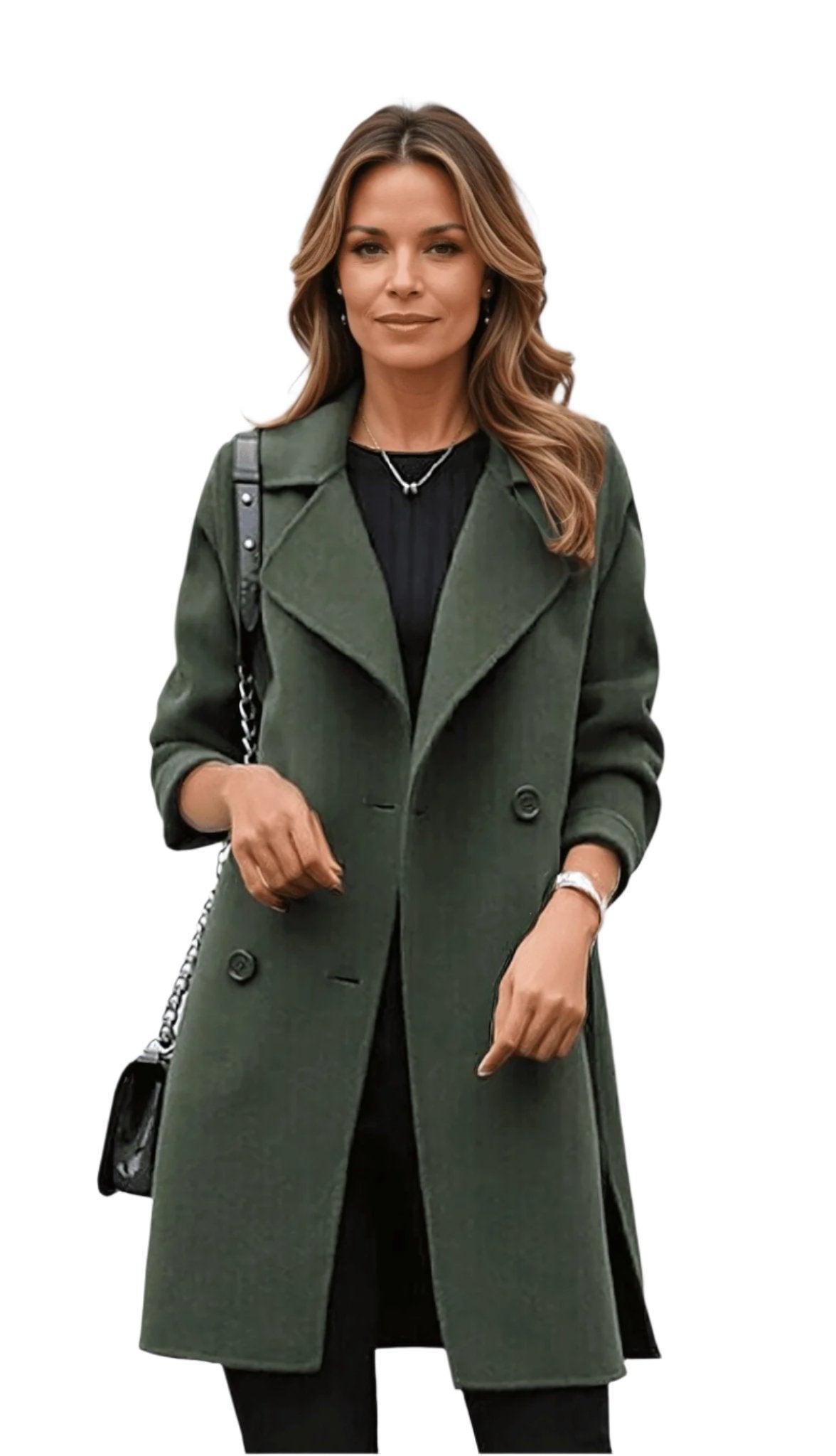 Damen Trenchcoat Doppelreihig Klassisch 1