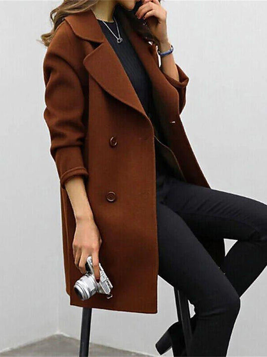 Damen Trenchcoat Doppelreihig Klassisch 2