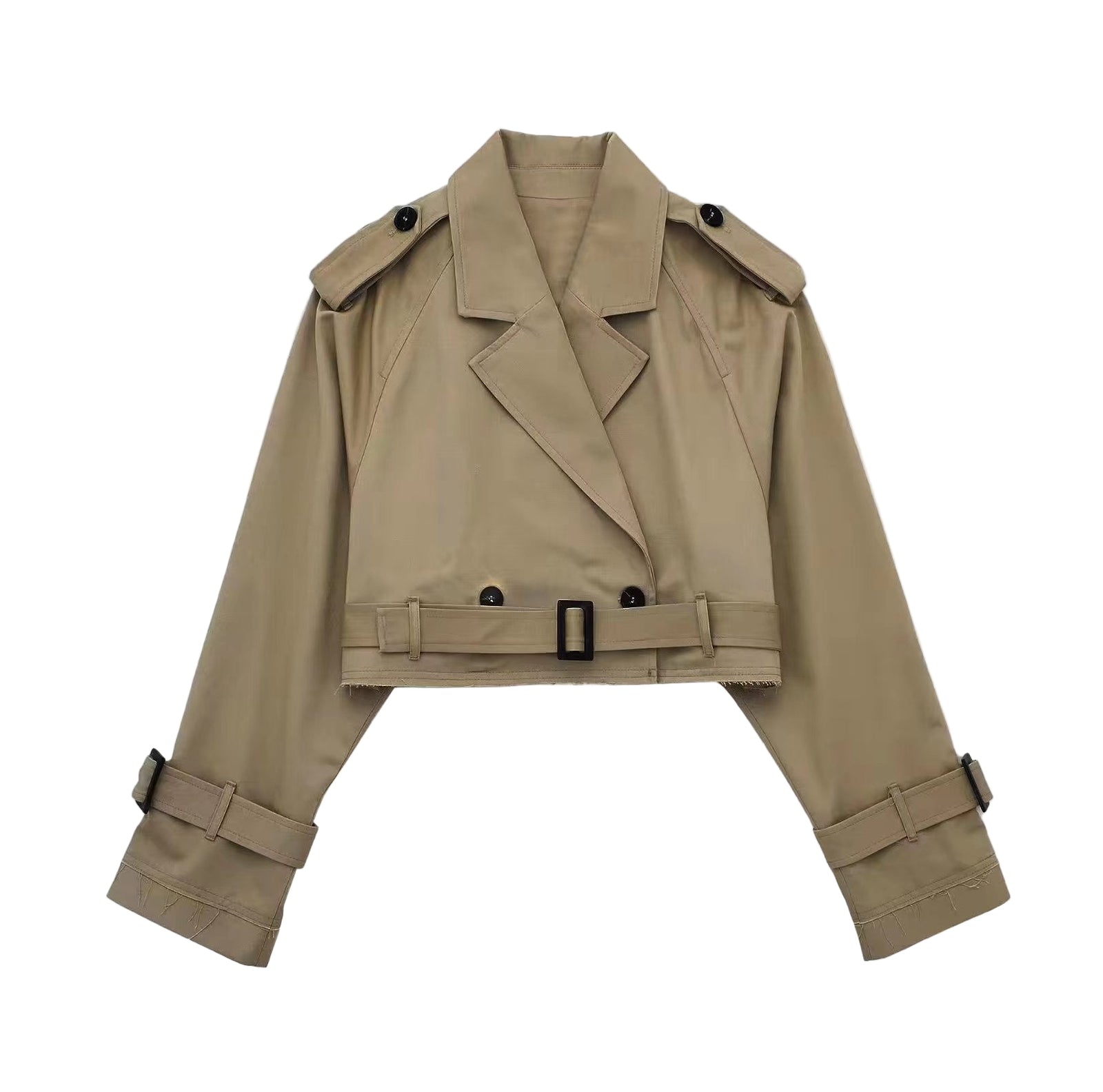 Damen Trenchcoat Kurz Klassisch 0