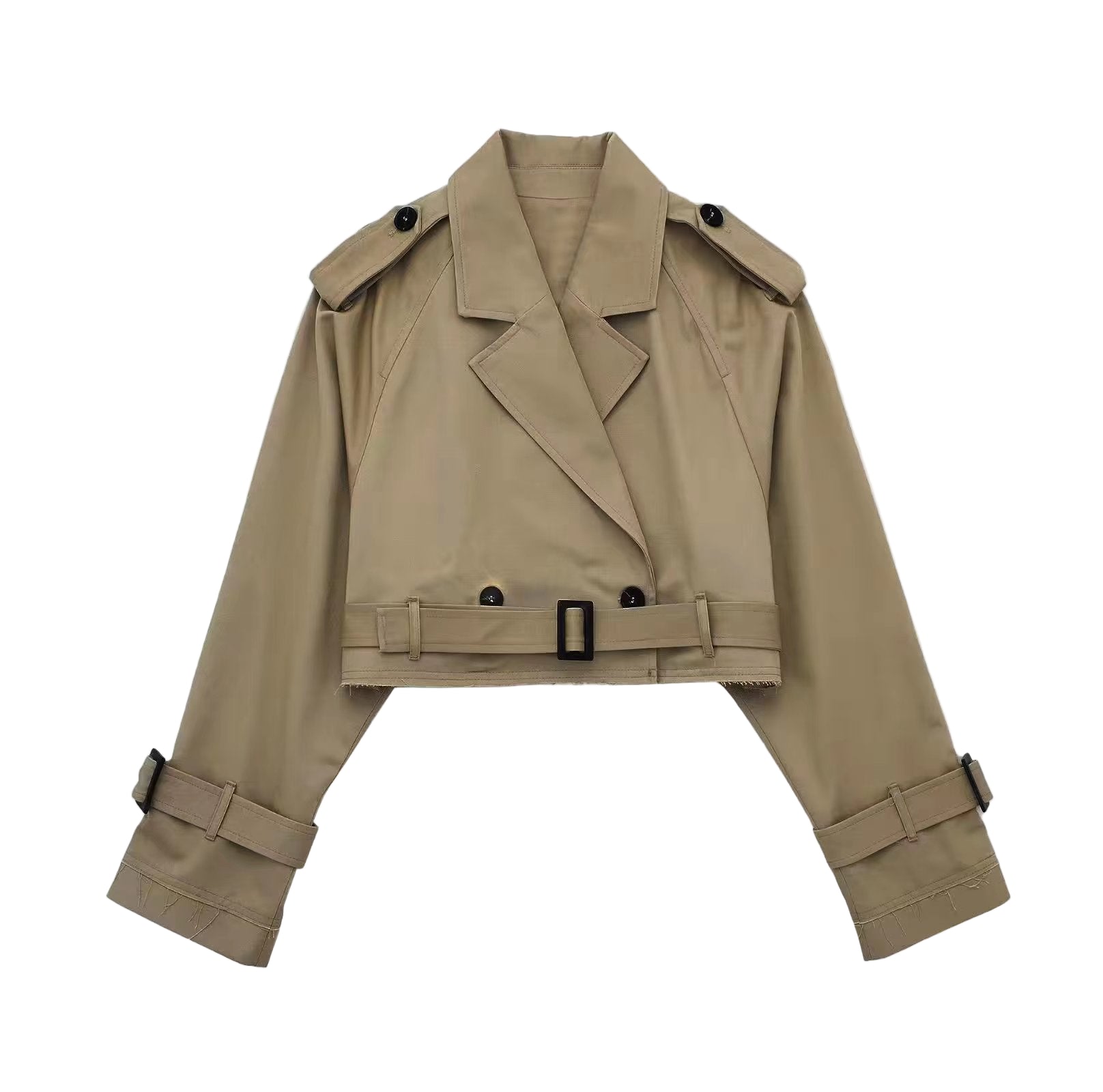 Damen Trenchcoat Kurz Klassisch 0