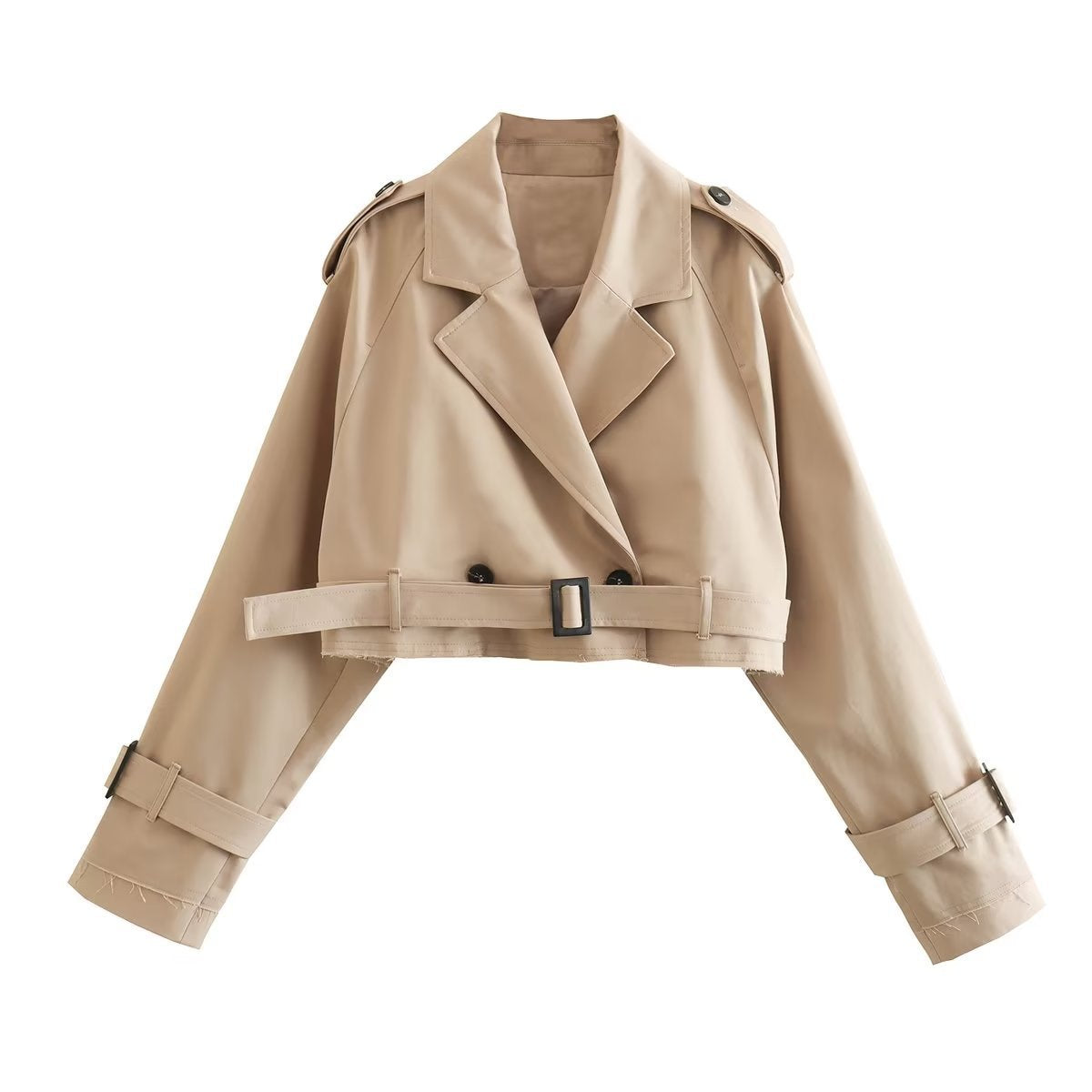 Damen Trenchcoat Kurz Klassisch 6