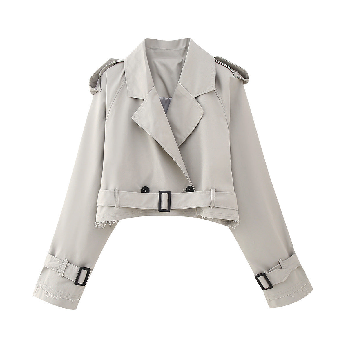 Damen Trenchcoat Kurz Klassisch 7