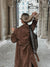 Damen Trenchcoat Midi mit Doppelkknopfleiste und Gürtel im Suède-Look 5