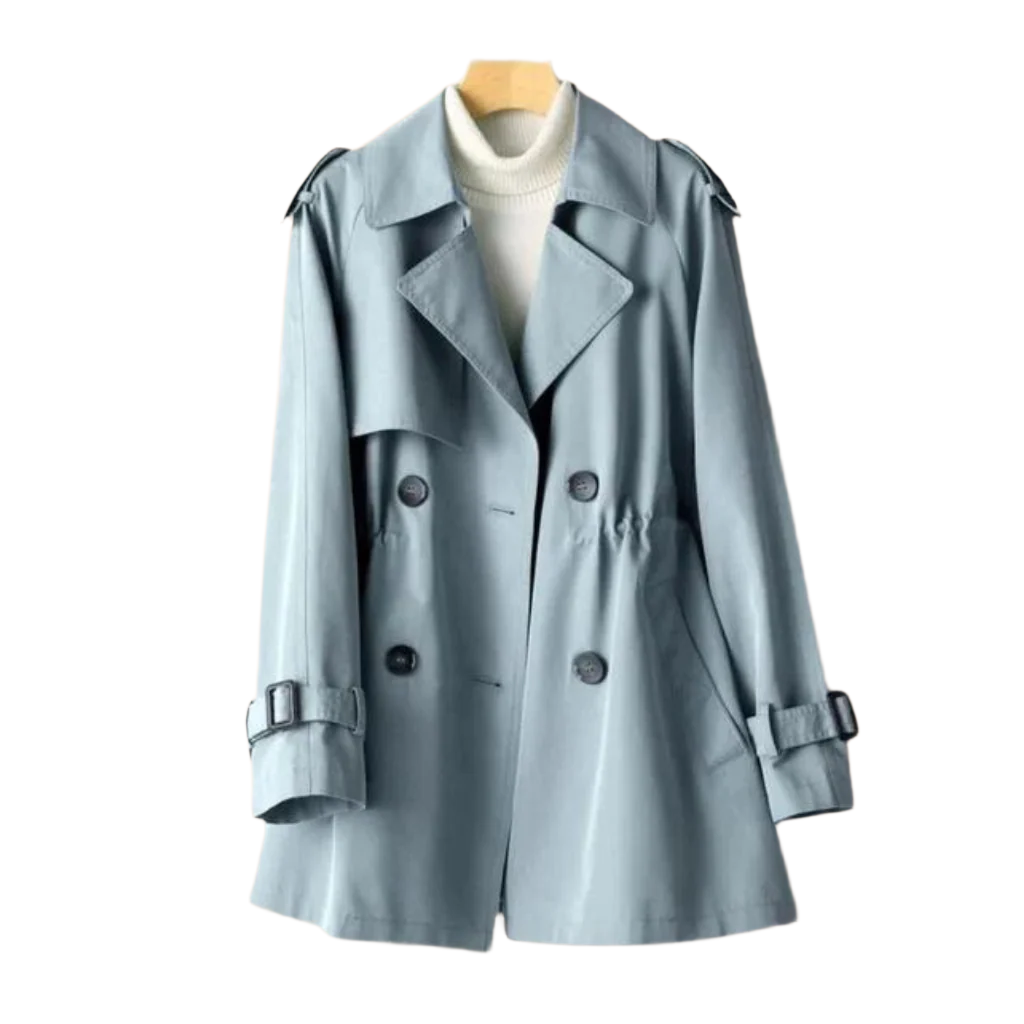 Damen Trenchcoat Vintage Doppelt Knopf Nylon-Baumwoll-Mischung 0
