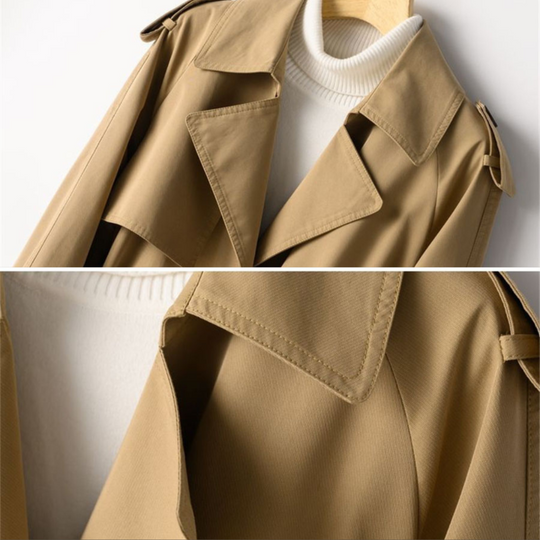 Damen Trenchcoat Vintage Doppelt Knopf Nylon-Baumwoll-Mischung 4
