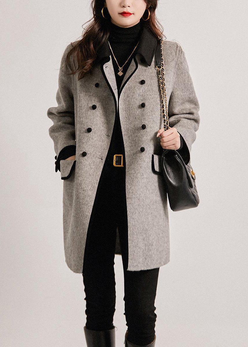 Damen Trenchcoat Zweireihig im Patchwork-Stil für Herbstmode 1