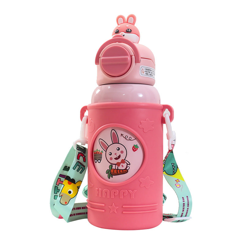 Damen Trinkflasche Frosch-Design mit Tragegurt und Isolierung 3