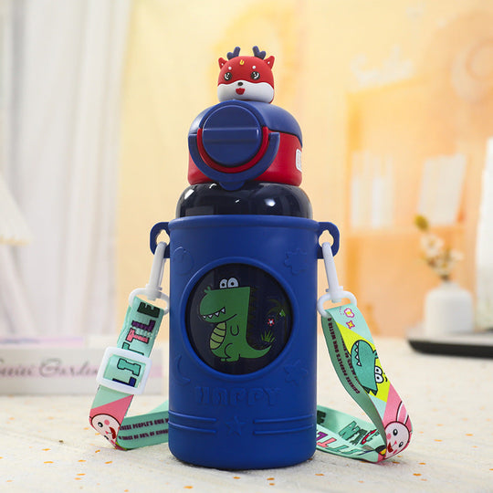 Damen Trinkflasche Frosch-Design mit Tragegurt und Isolierung 4