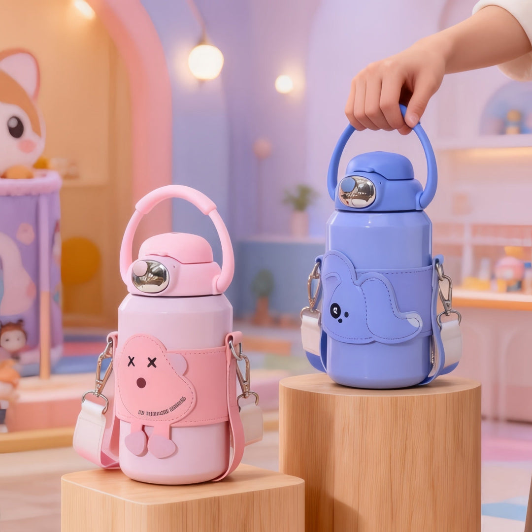 Damen Trinkflasche Isoliert mit Niedlichem Hasen-Design für Sport und Alltag 1