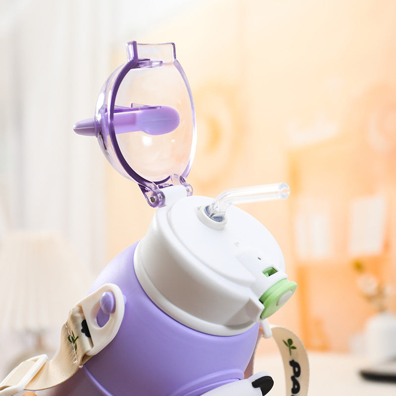 Damen Trinkflasche Sport mit Bezauberndem Kaninchenmotiv und Auslaufsicherem Verschluss 3