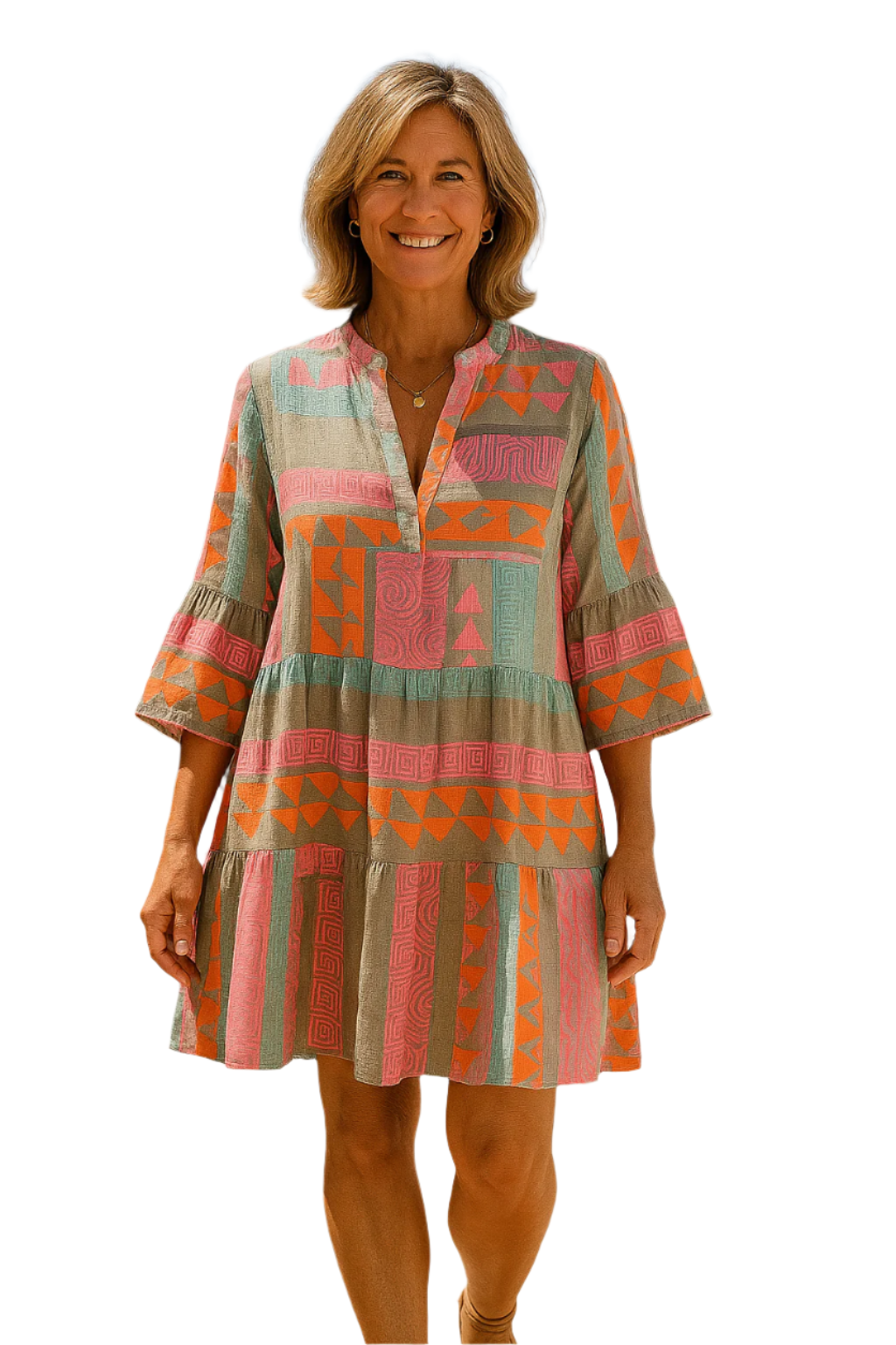 Damen Tunika Kleid Bohemian Ibiza Stil 0