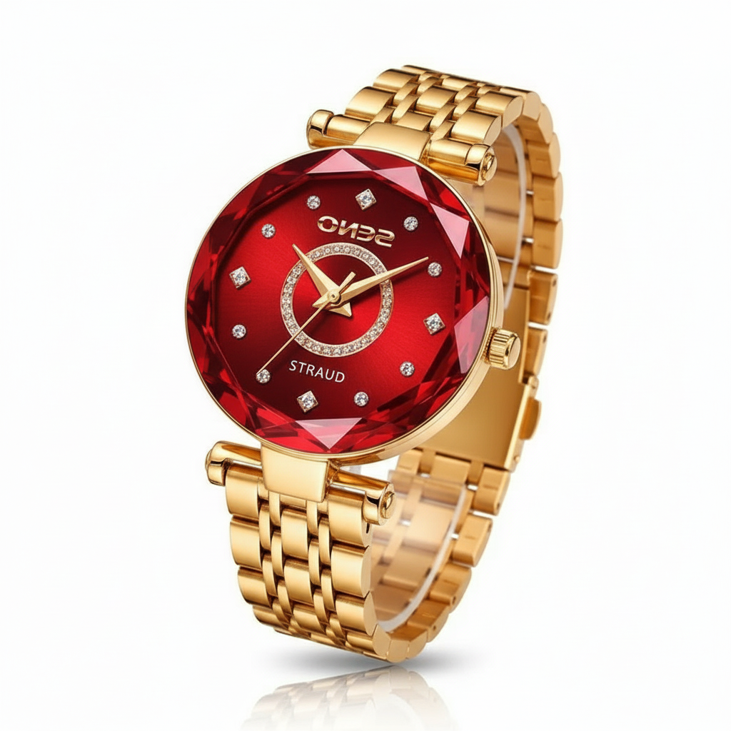 Damen Uhr mit Farbverlauf Zifferblatt und Roségold-Akzenten 6