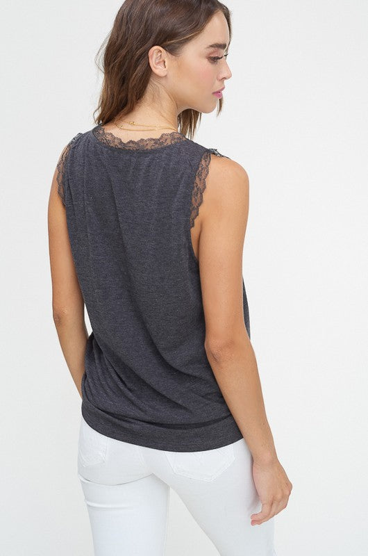 Damen V-Ausschnitt Ärmelloses Oberteil aus Jersey in Zwei Farben 4