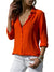 Damen V-Ausschnitt Bluse Lässiger Stil Polyester 0