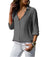 Damen V-Ausschnitt Bluse Lässiger Stil Polyester 5