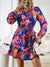Damen V-Ausschnitt Druckkleid mit Gürtel 2
