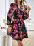 Damen V-Ausschnitt Druckkleid mit Gürtel 4