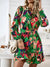 Damen V-Ausschnitt Druckkleid mit Gürtel 5