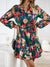 Damen V-Ausschnitt Druckkleid mit Gürtel 7