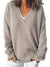 Damen V-Ausschnitt Pullover mit Fallenden Schultern 0