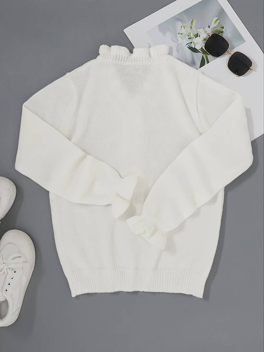 Damen V-Hals Pullover mit Knopfdetail aus luxuriösem Material 1