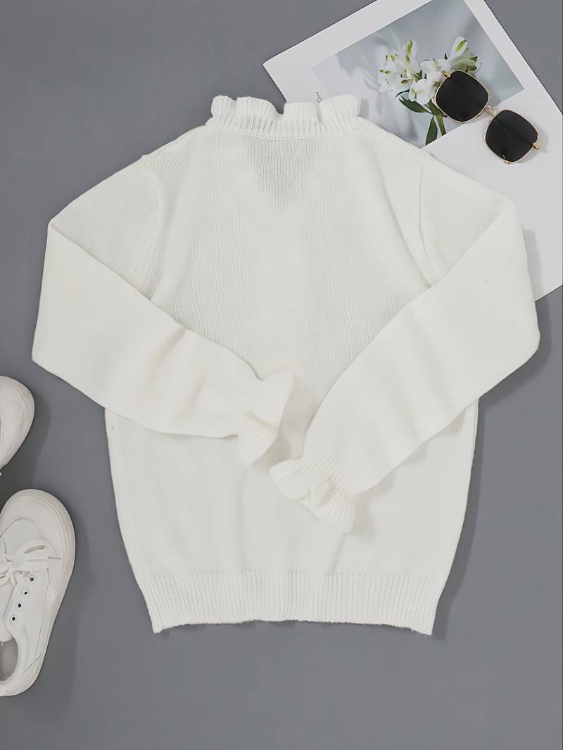 Damen V-Hals Pullover mit Knopfdetail aus luxuriösem Material 1
