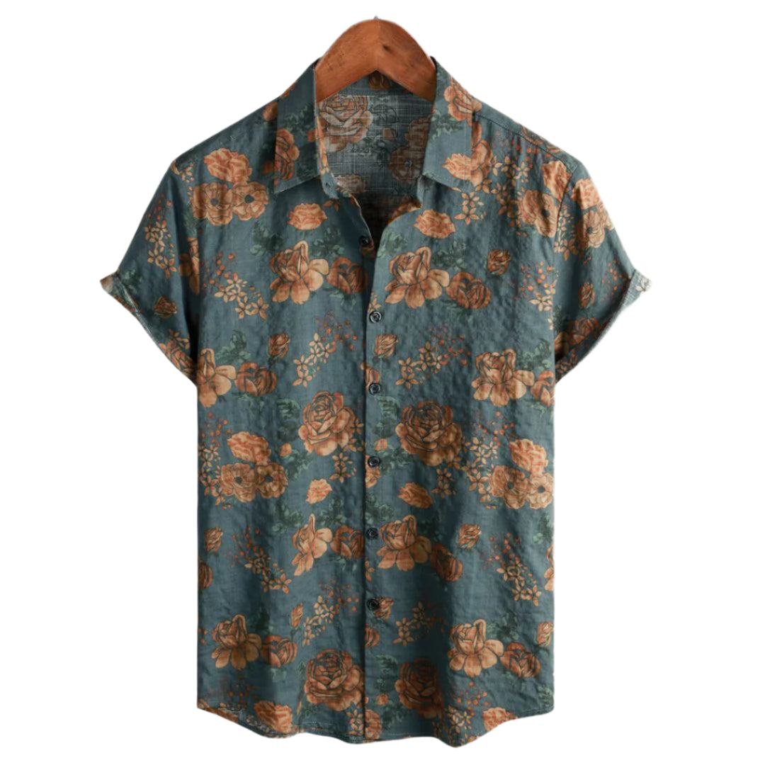 Damen Vintage Blütenhemd Leichtes Baumwollmaterial 0