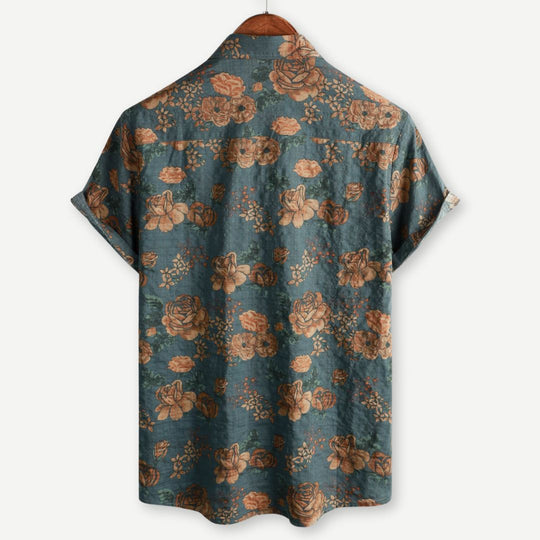 Damen Vintage Blütenhemd Leichtes Baumwollmaterial 1