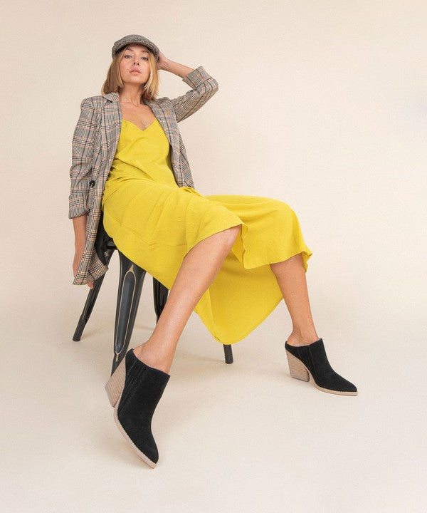 Damen Wedge Mules Chunky Absatz Offene Rückseite Schwarz 2